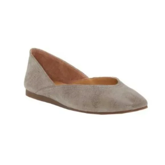 Lucky Brand Alba Flats Leather Titanium Hard Rock 7M - Picture 1 of 10